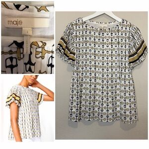 Maje Lolina horsebit pleated blouse